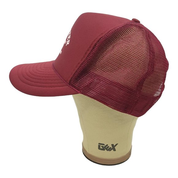 Big V Water Rope Braid Mesh Snapback Cap Trucker Foam Baseball Maroon Hat Nissin - Picture 10 of 13